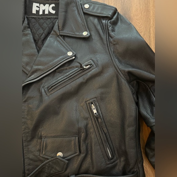 FMC Harley Davidson Black Leather Quilt Lined Zip Biker Jacket Womens XL Heart - Picture 6 of 13